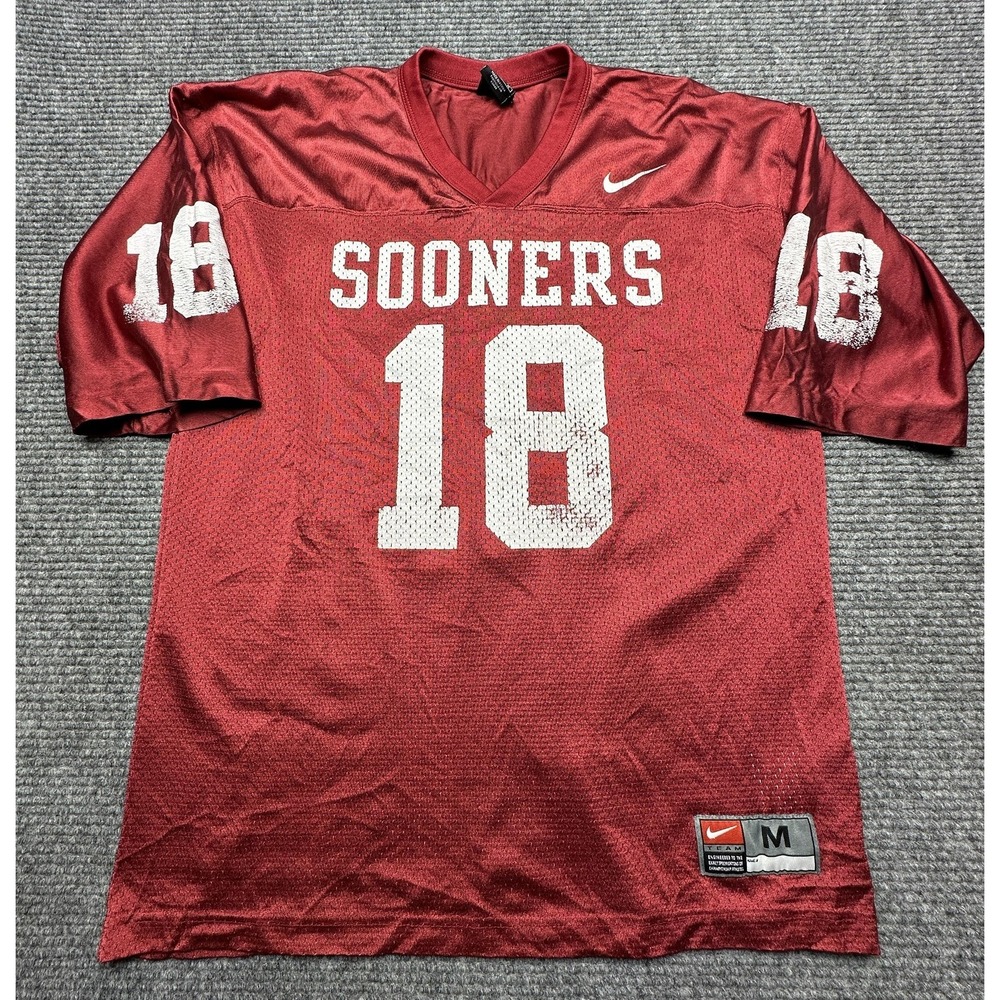 Oklahoma Sooners Jersey Mens Medium Red‎ NCAA Football #18 Nike Mesh Practice